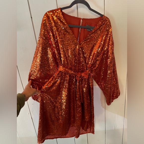 ANTHROPOLOGIE sequins orange  Dress - Picture 10 of 10